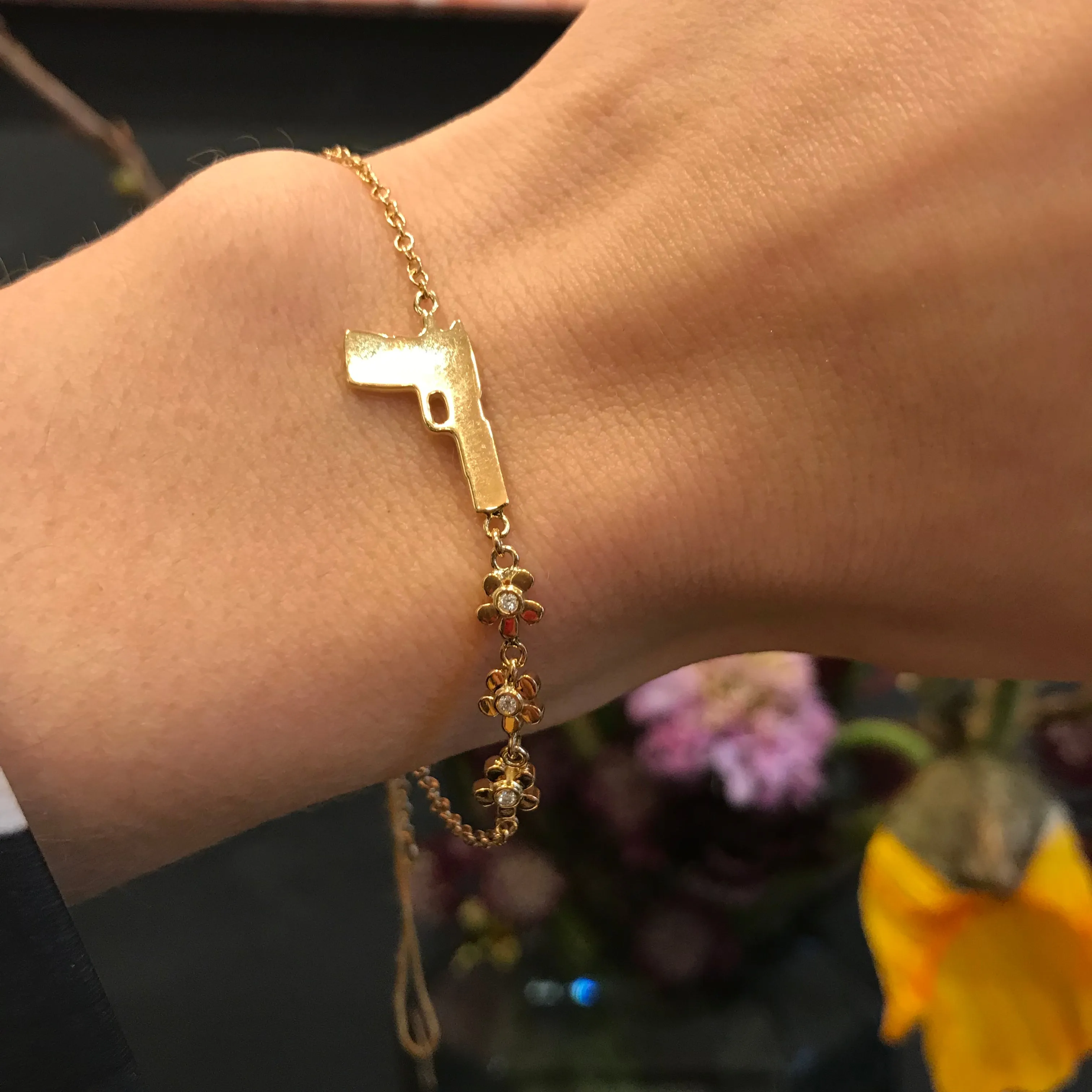 Flower Gun 18K Rosegold Bracelet w. Diamonds