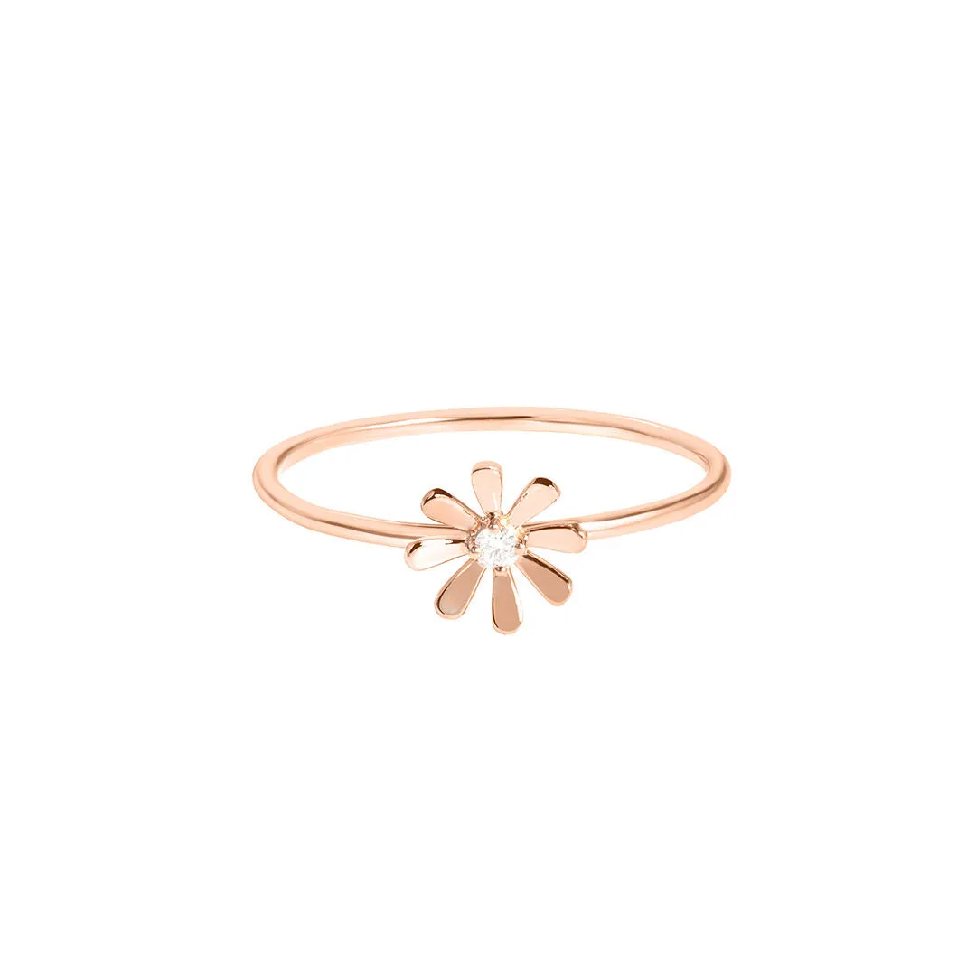 Flower Power 18K Rose Gold Ring w. Diamond