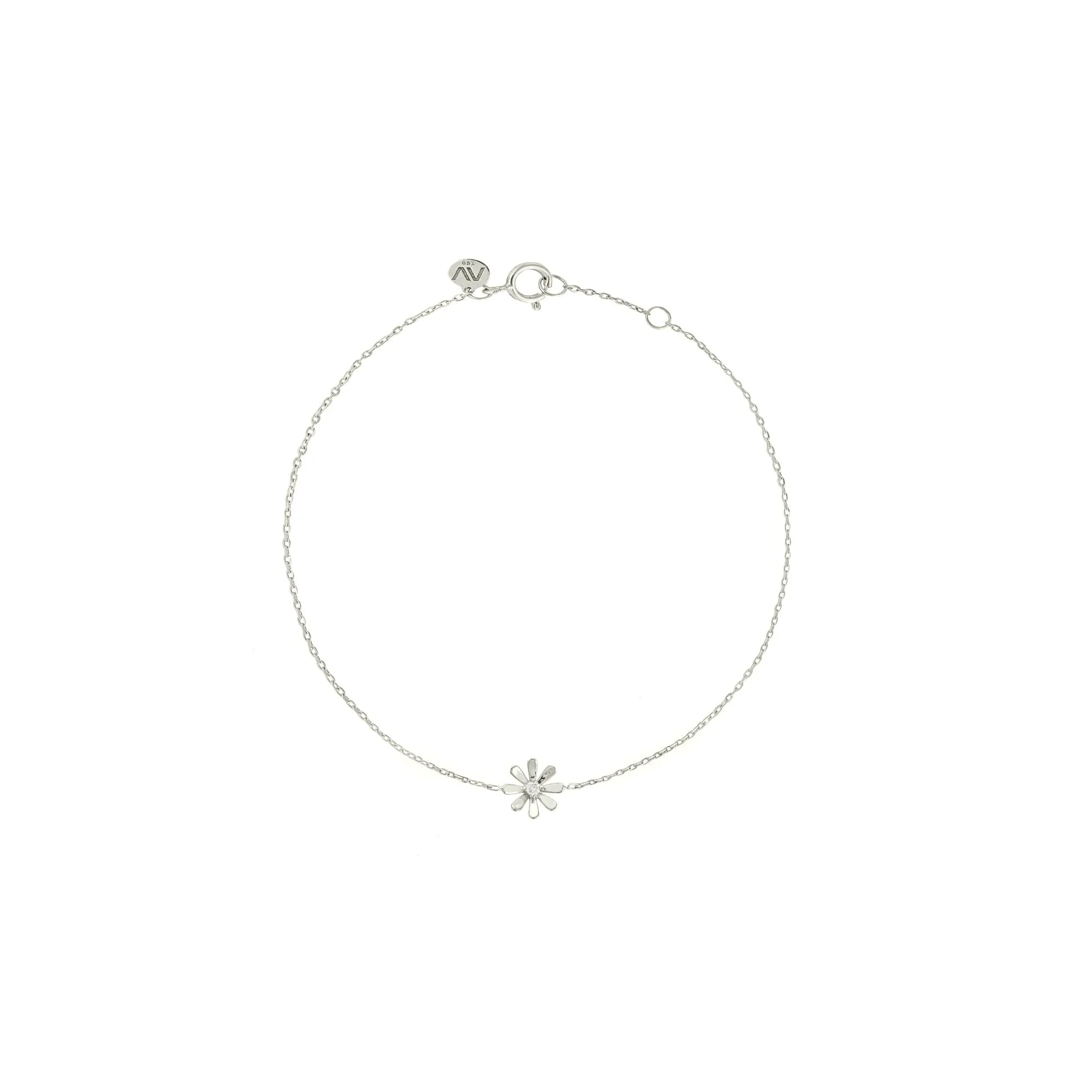 Flower Power 18K White Gold Bracelet w. Diamond