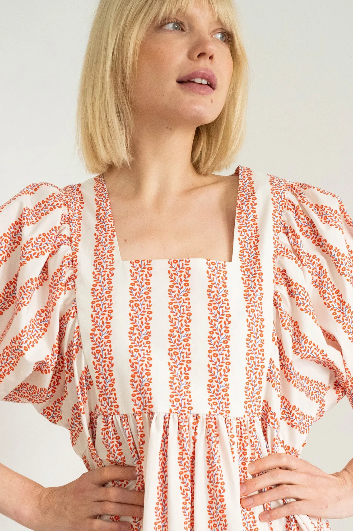 Flowers Dress Off White/Summer Red