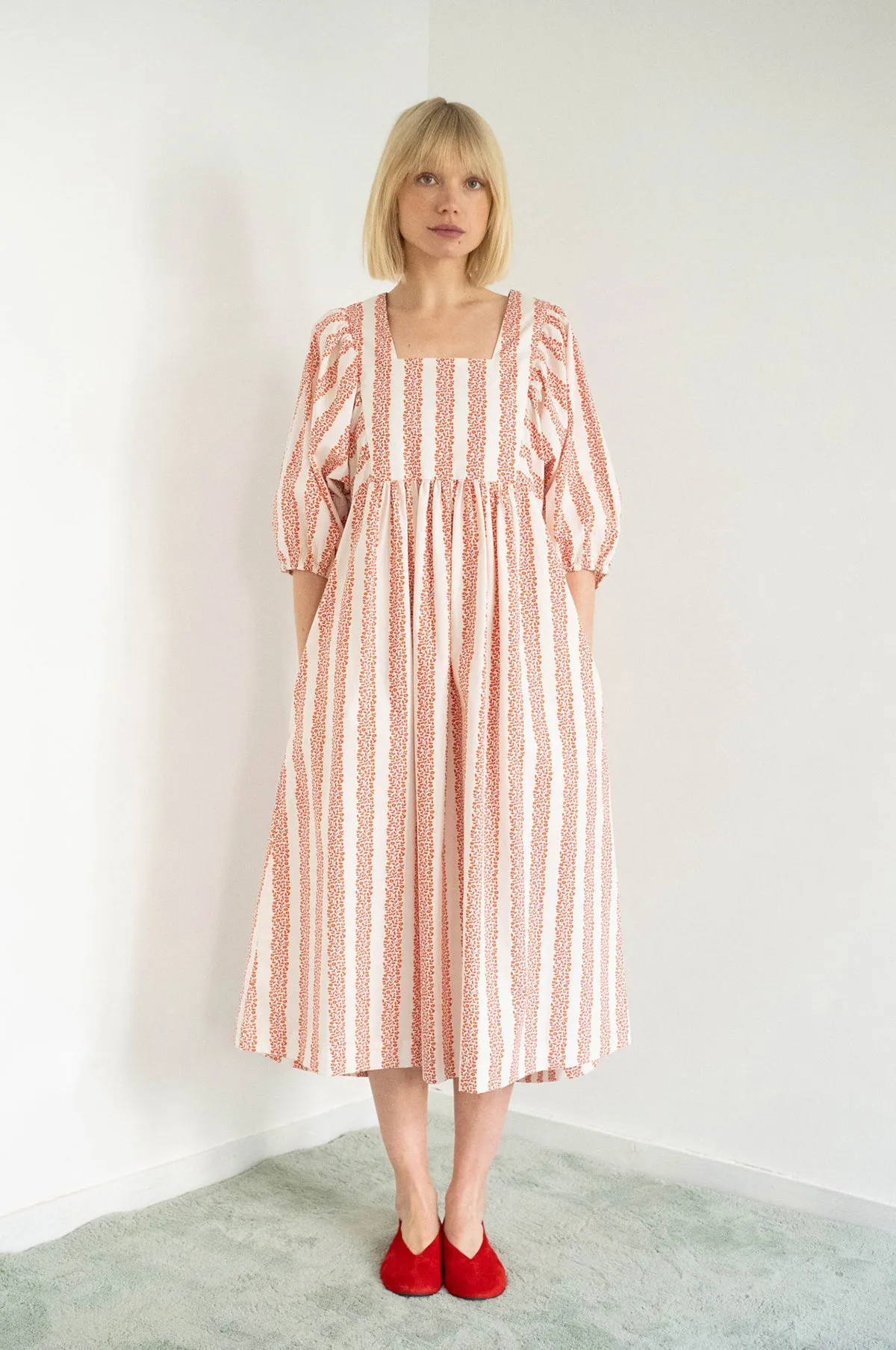 Flowers Dress Off White/Summer Red
