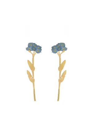 Forget Me Not Drop 18K Gold Earrings w. Diamond