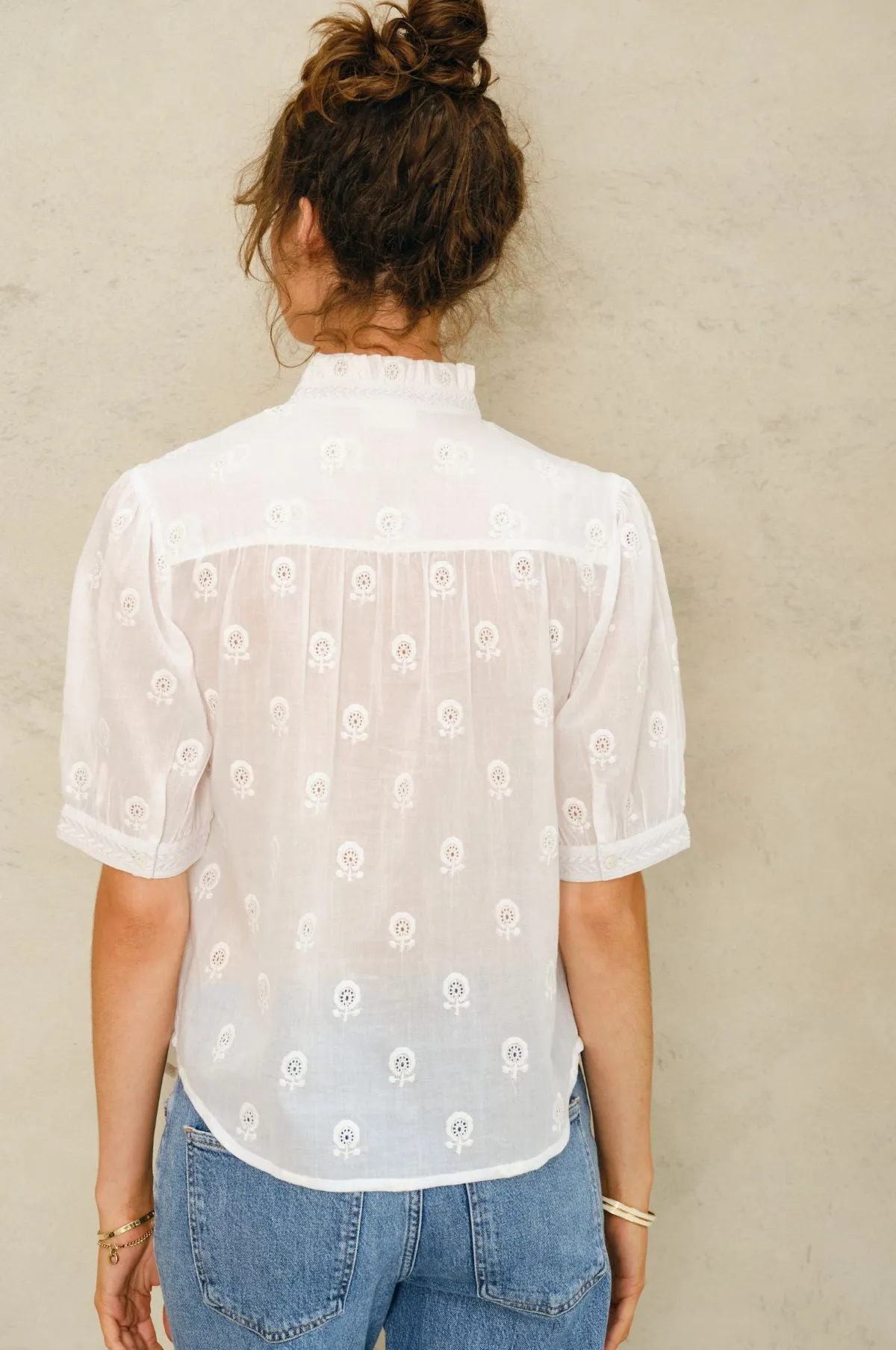 Frani Emb Top White