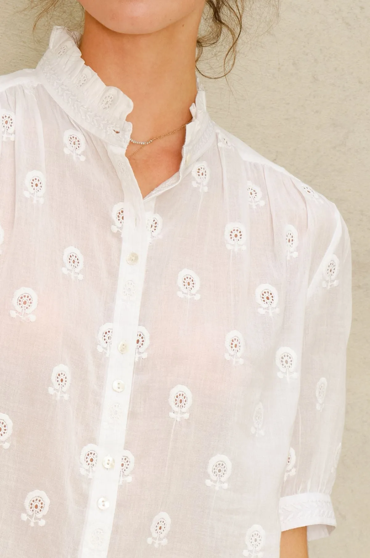 Frani Emb Top White