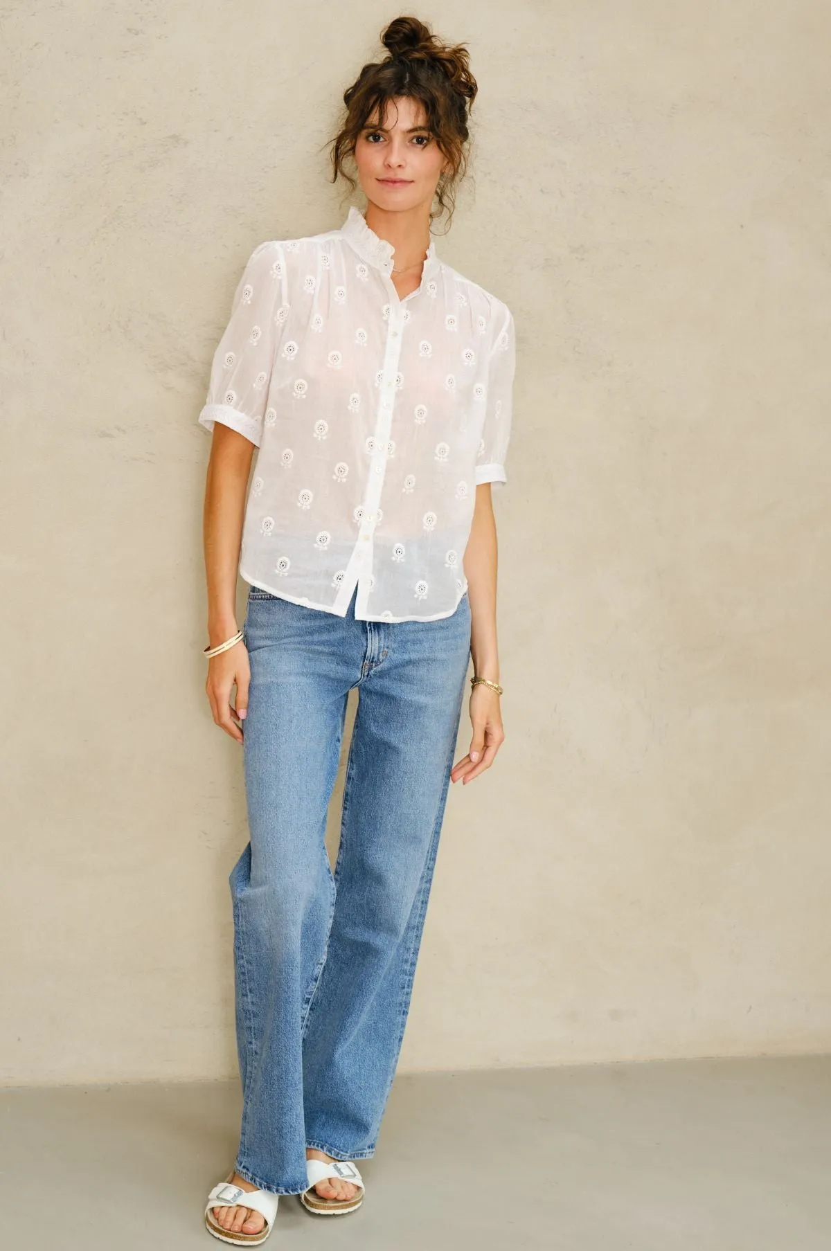 Frani Emb Top White