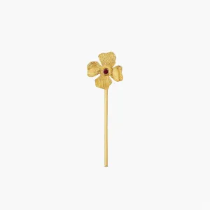 Furaha Gold Plated Earring w. Red Zirconia