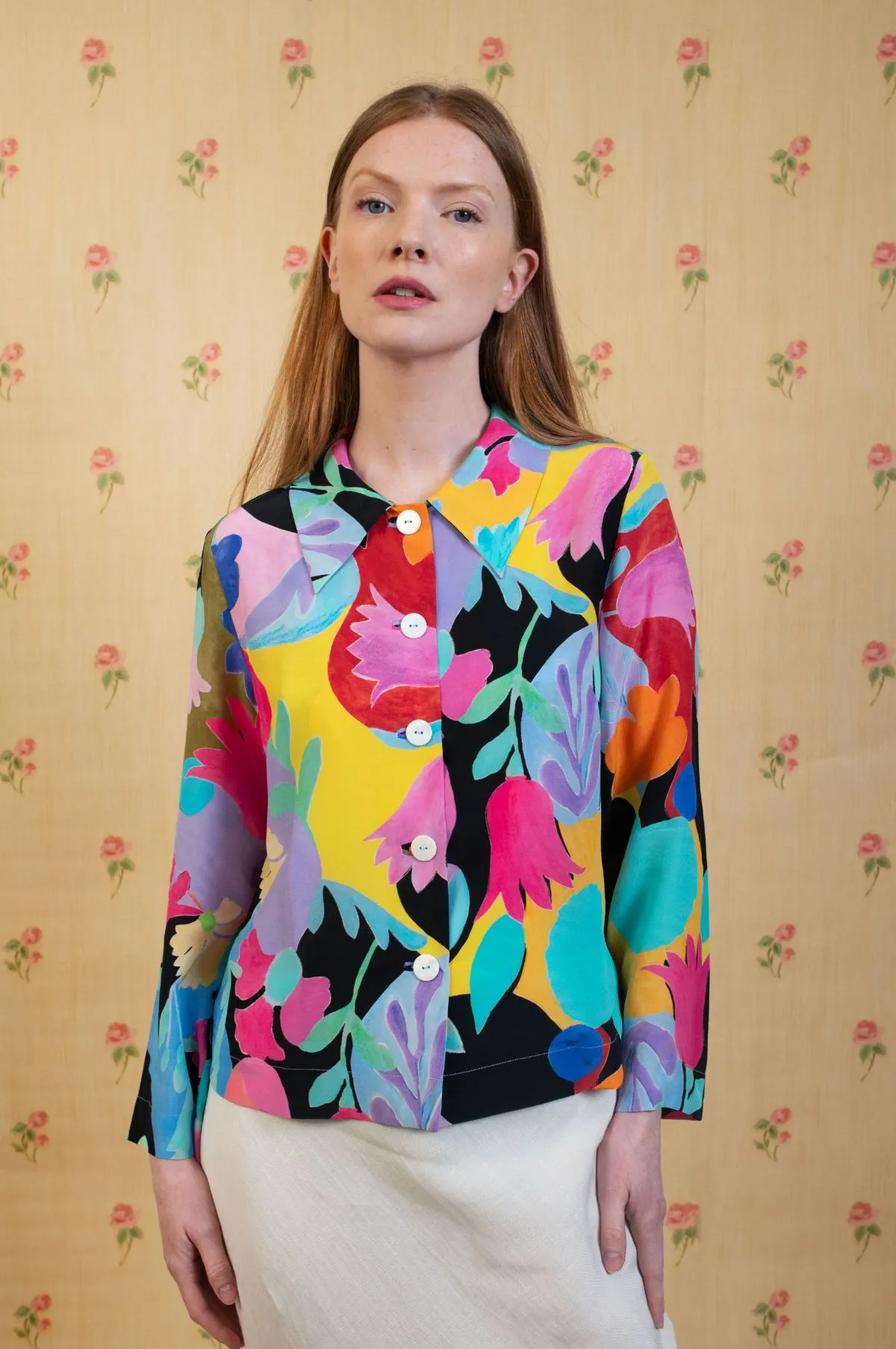 Ginette Top Abstract Tulip Black