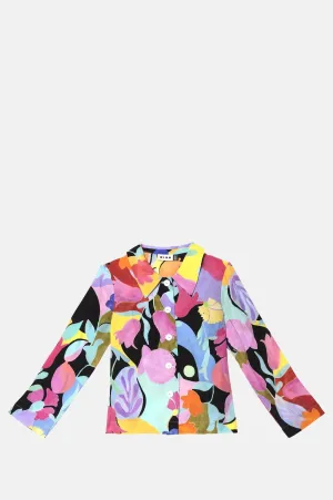 Ginette Top Abstract Tulip Black