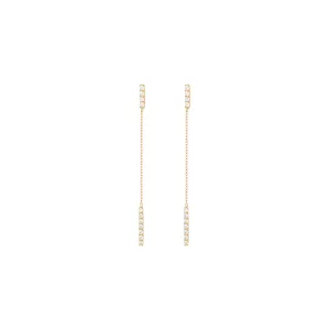 Hanging Bar 18K Gold Earring w. Diamonds