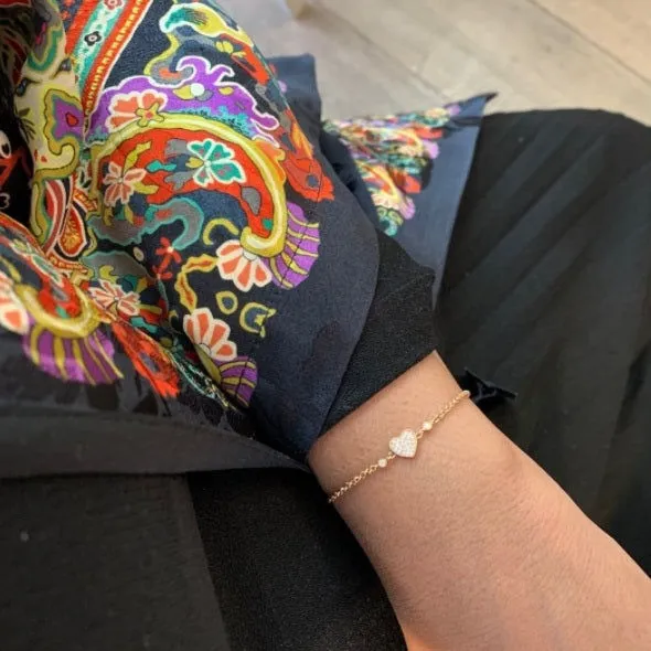 Heart 18K Gold, Rosegold or Whitegold Bracelet w. Diamonds