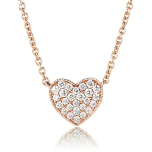 Heart 18K Gold, Rosegold or Whitegold Necklace w. Diamonds