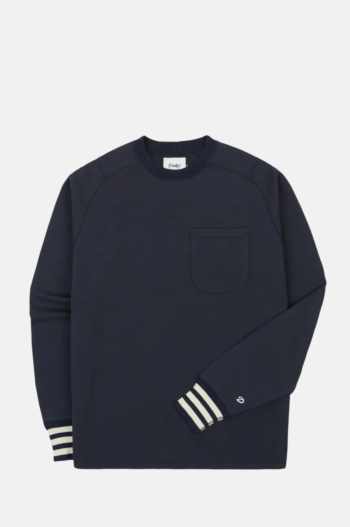 Heavy Cotton Crew Neck LS Hiking T-Shirt Navy