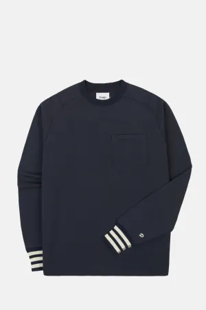 Heavy Cotton Crew Neck LS Hiking T-Shirt Navy