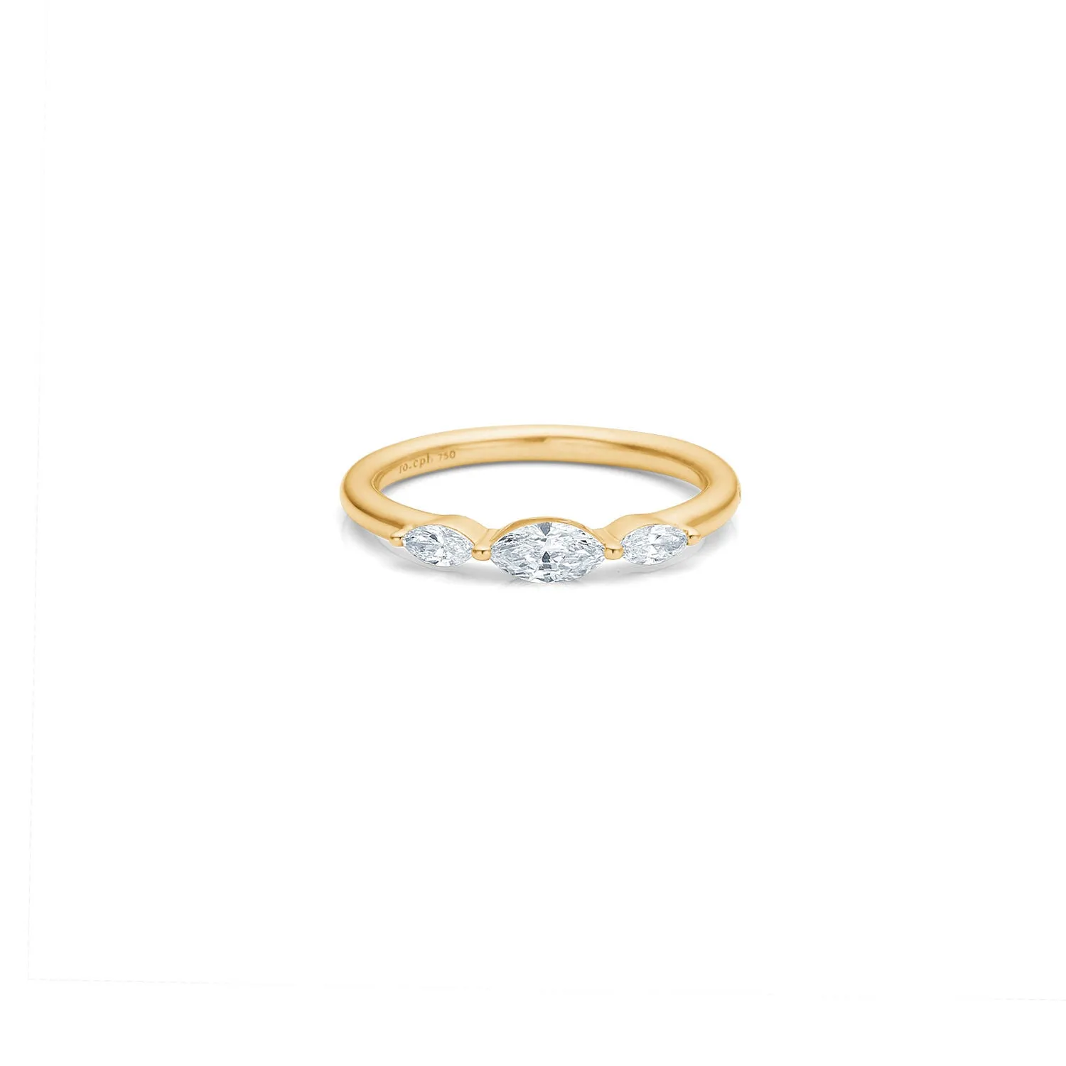 Her 3 Midtstone 18K Gold Ring w. Diamonds