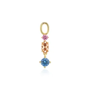 Hoop Charm Pendolo Tre 18K Gold Plated Pendant w. Zirconia