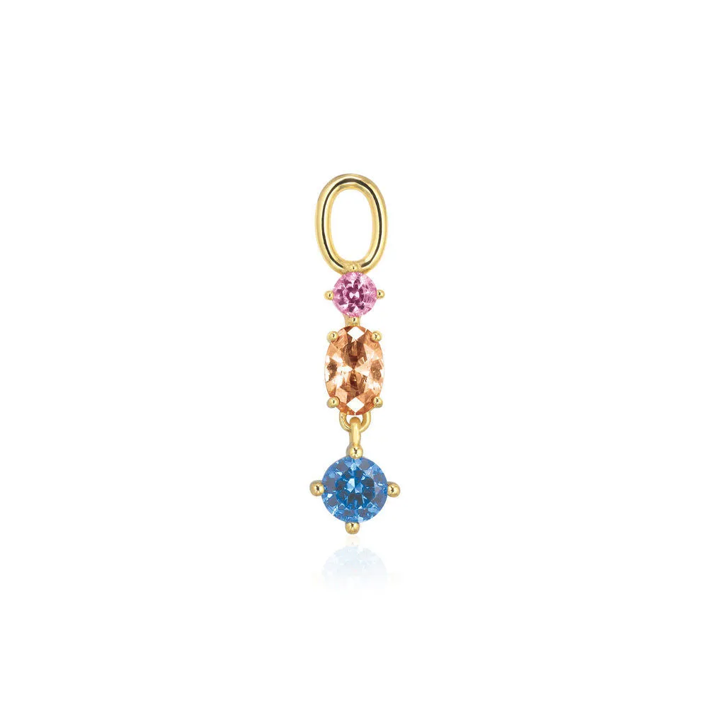 Hoop Charm Pendolo Tre 18K Gold Plated Pendant w. Zirconia