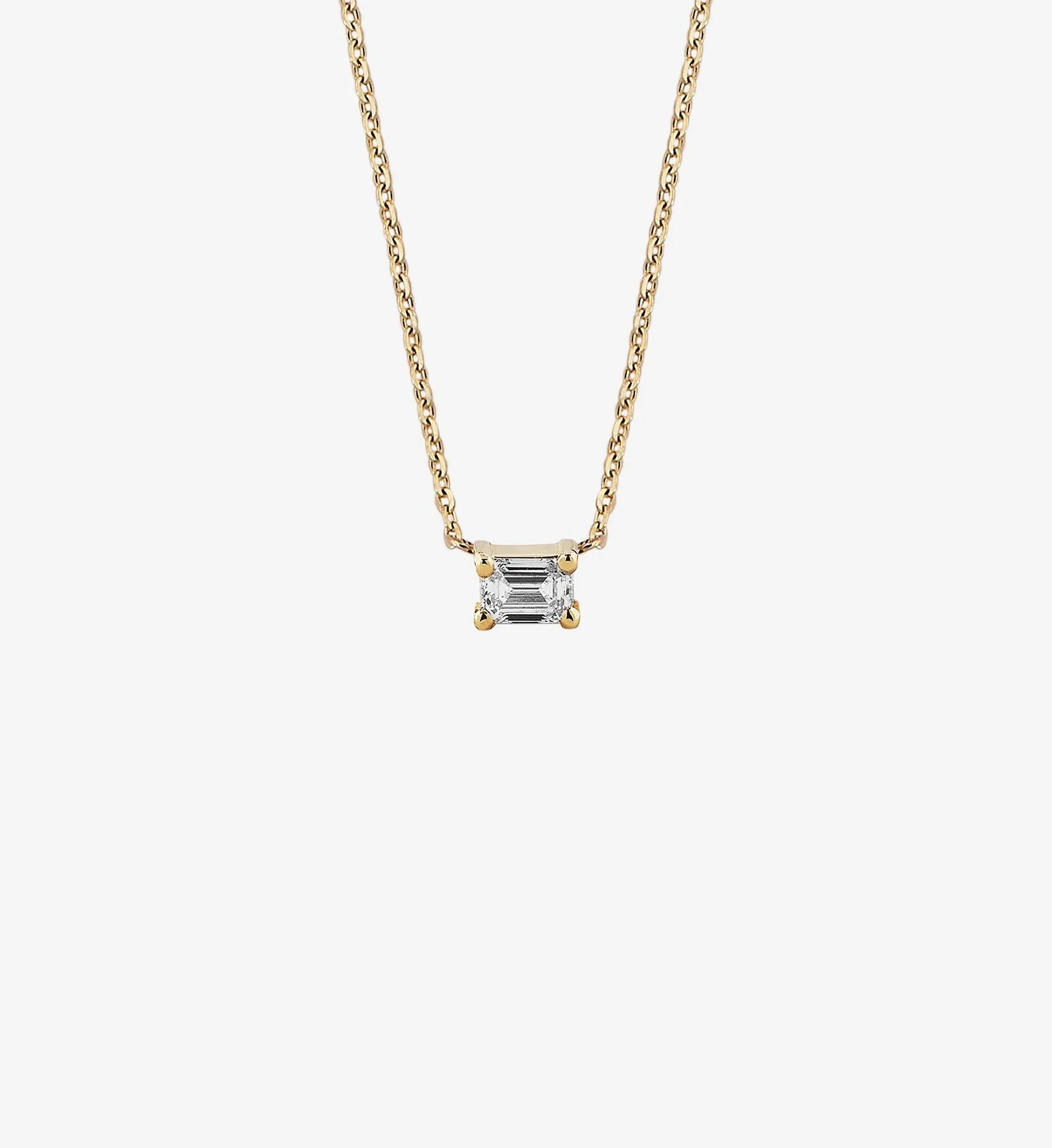 Horizontal Emerald-Cut Diamond Necklace 0.10