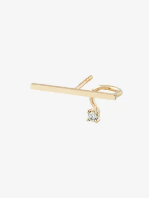Horizontal Spiral 0.05 14K Gold, Whitegold or Rosegold Earring w. Diamond