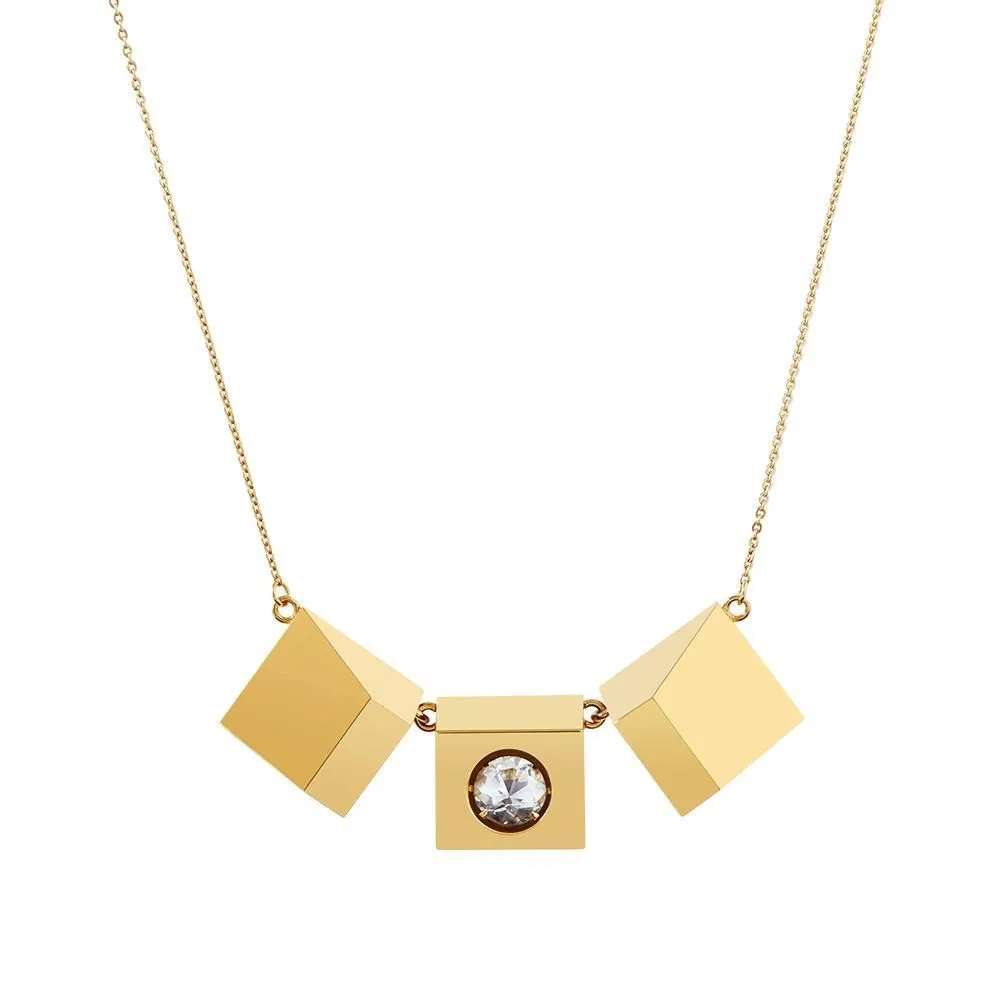Icon Motion 18K Gold Plated Necklace w. Topaz