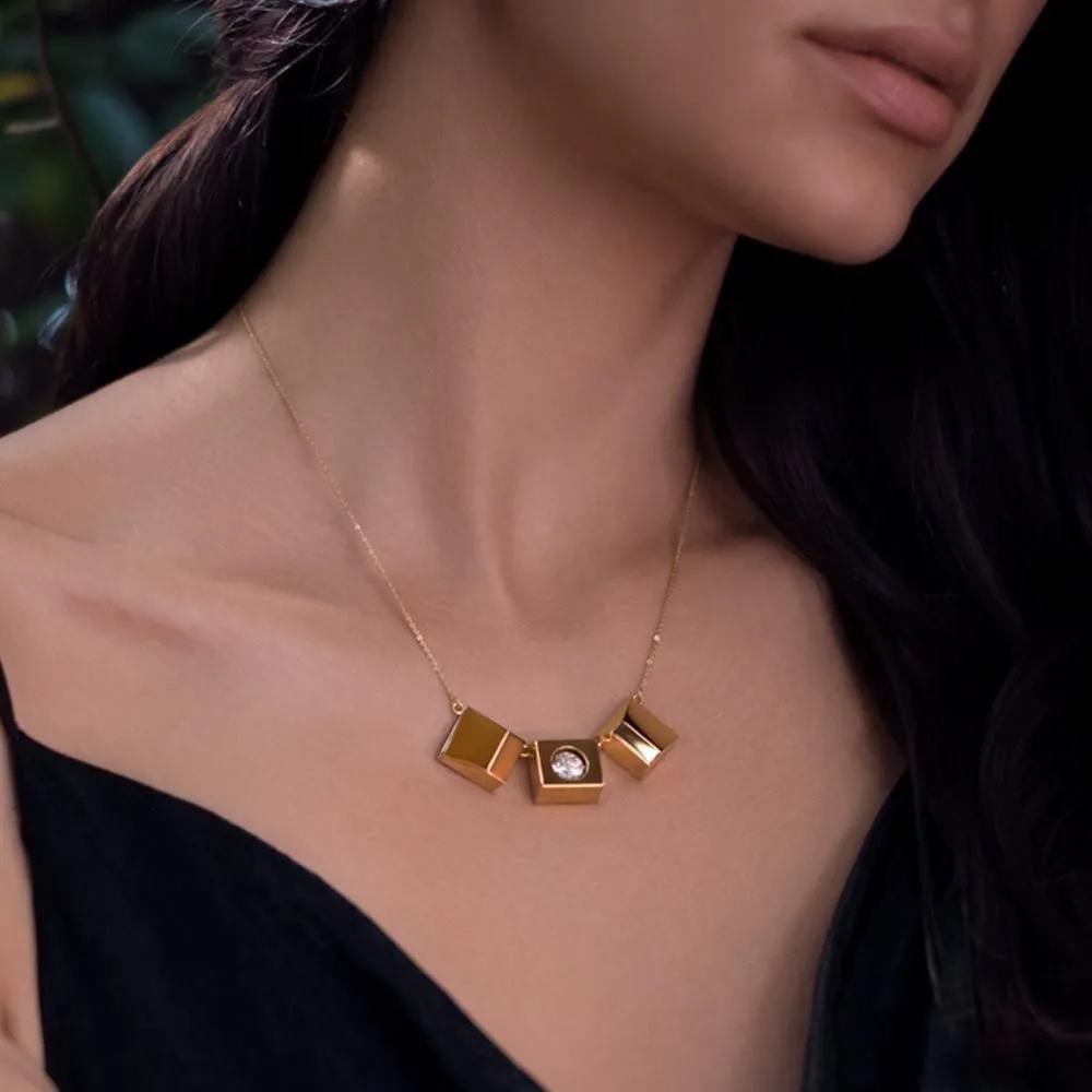 Icon Motion 18K Gold Plated Necklace w. Topaz
