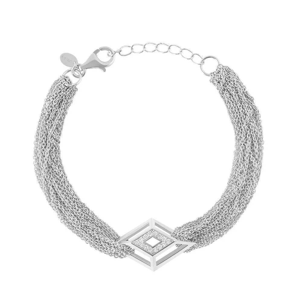 Icon Shard 18K Gold Plated or Silver Bracelet w. Diamond