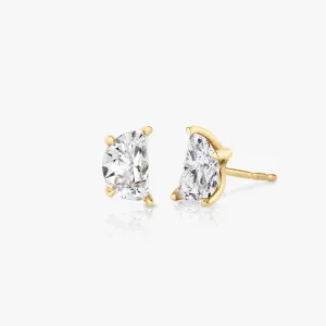 Iconic Half Moon 14K Gold Studs w. Lab-Grown Diamonds, 0.75 ct.