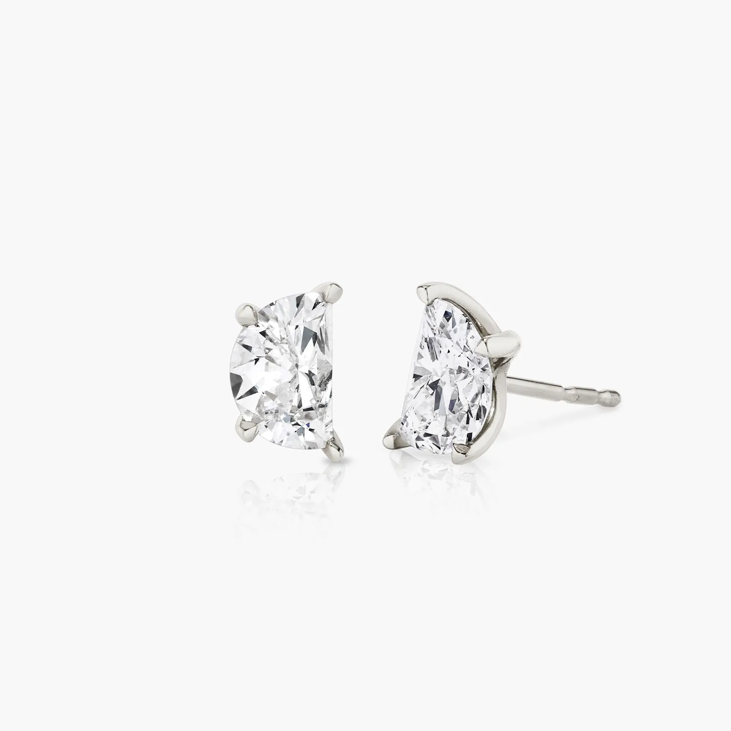 Iconic Half Moon 14K Gold Studs w. Lab-Grown Diamonds, 0.75 ct.