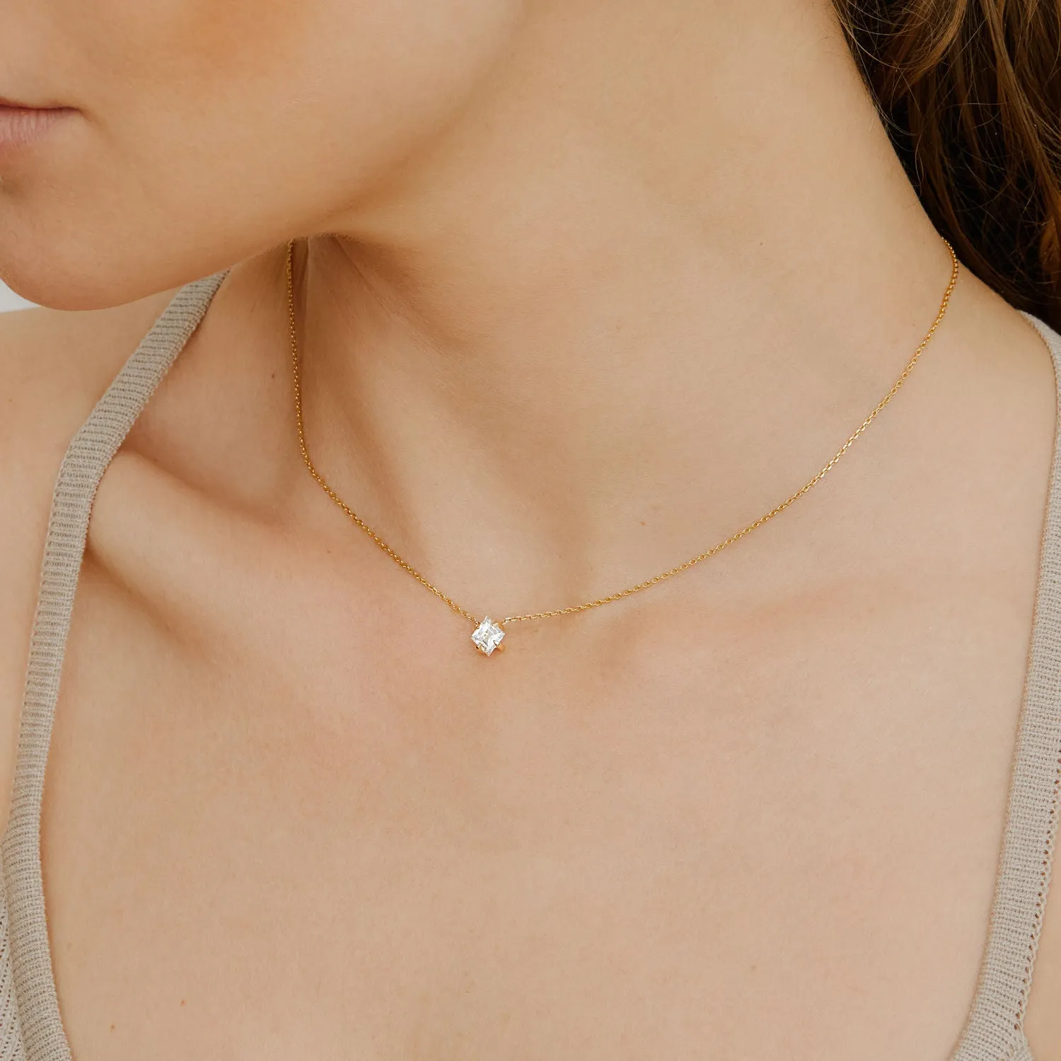 Iconic Lozenge 14K Whitegold Necklace w. Lab-Grown Diamonds, 0.75 ct.