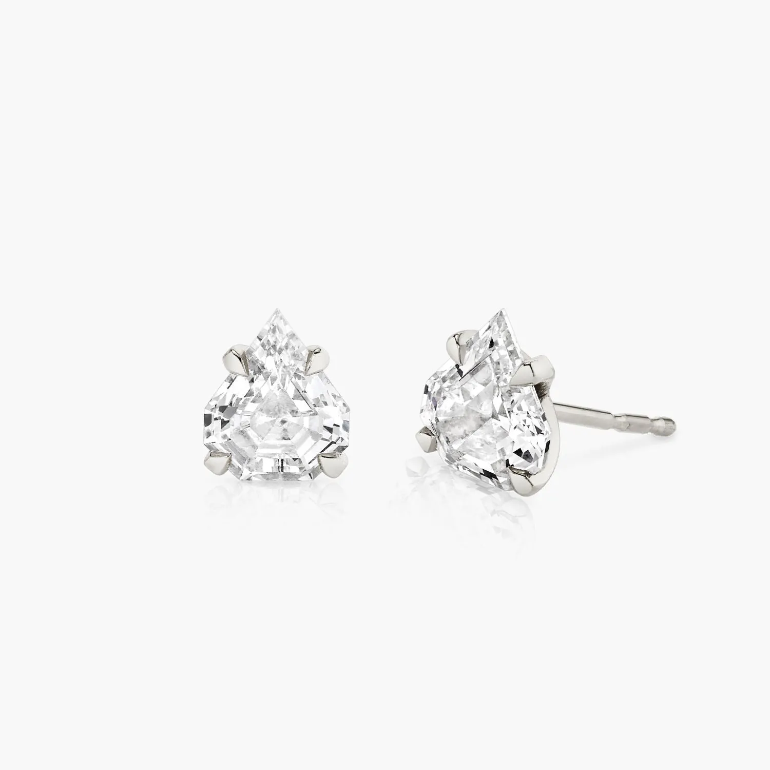 Iconic Shield 14K Gold Studs w. Lab-Grown Diamonds, 0.75 ct.