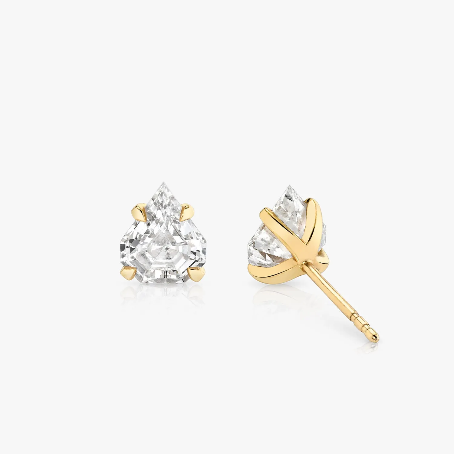 Iconic Shield 14K Gold Studs w. Lab-Grown Diamonds, 0.75 ct.