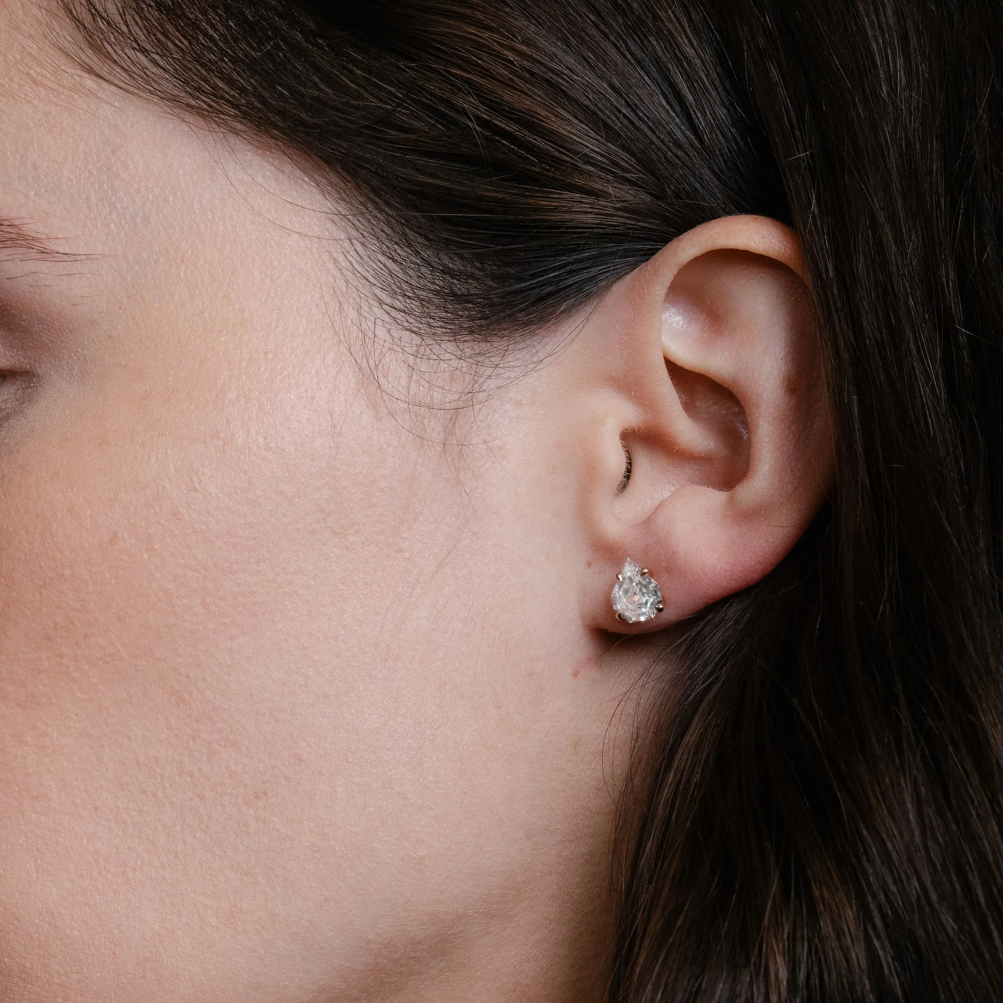 Iconic Shield 14K Gold Studs w. Lab-Grown Diamonds, 0.75 ct.