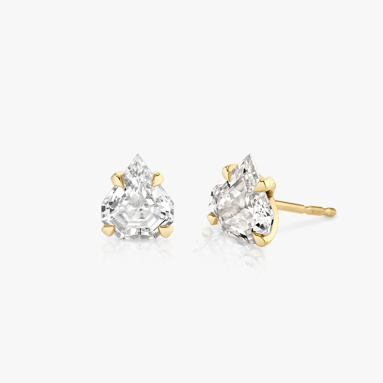 Iconic Shield 14K Gold Studs w. Lab-Grown Diamonds, 0.75 ct.