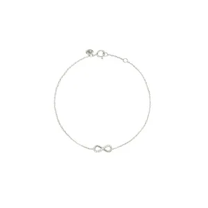 Infinity 18K White Gold Bracelet w. Diamonds