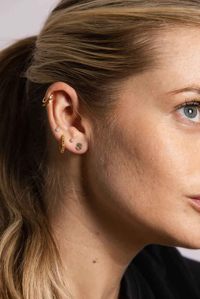 IX S 22K Gold Plated Stud w. Zirconia