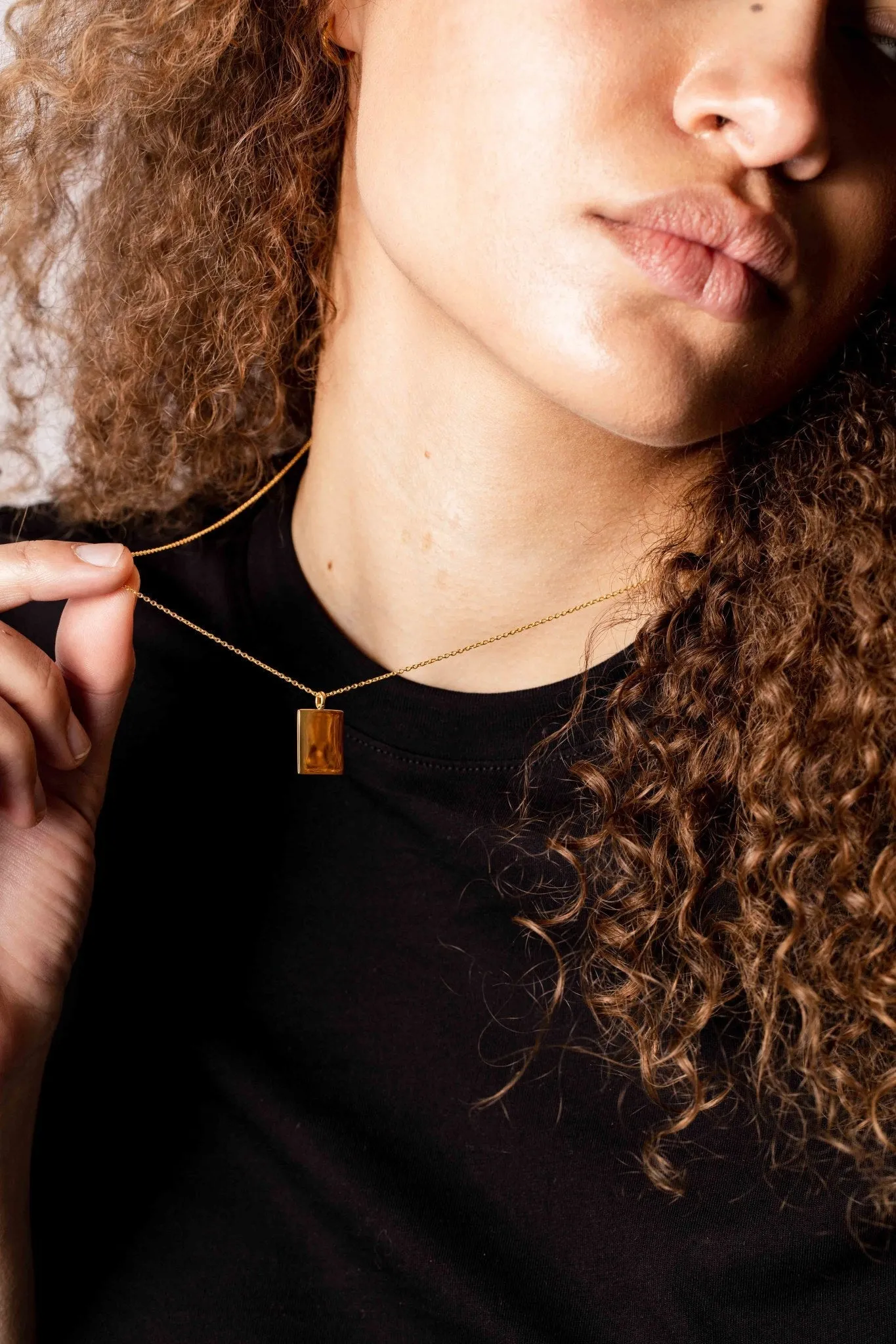 IX Square Gold Plated Pendant