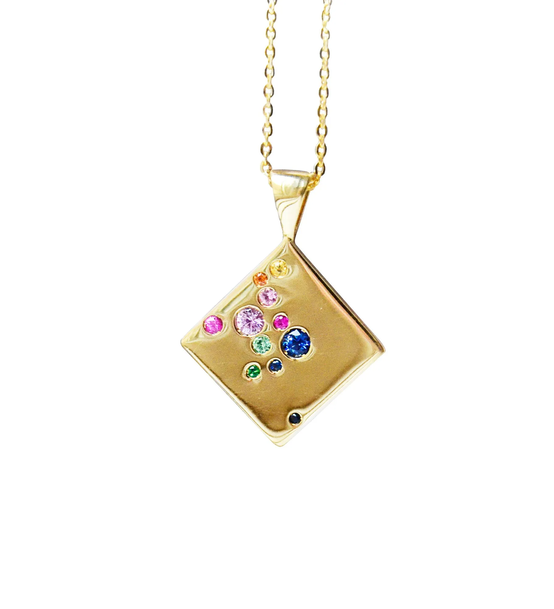 Josephine 18K Gold Necklace w. Sapphires, Tsavorites, Rubies & Amethysts