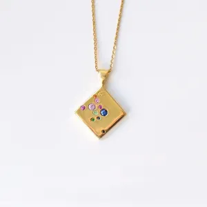 Josephine 18K Gold Necklace w. Sapphires, Tsavorites, Rubies & Amethysts