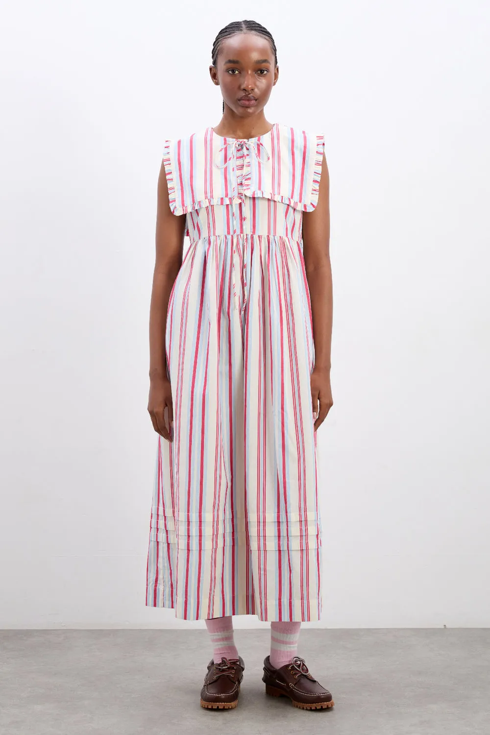 Josephine Midi Dress Butter Cherry Stripe Multi