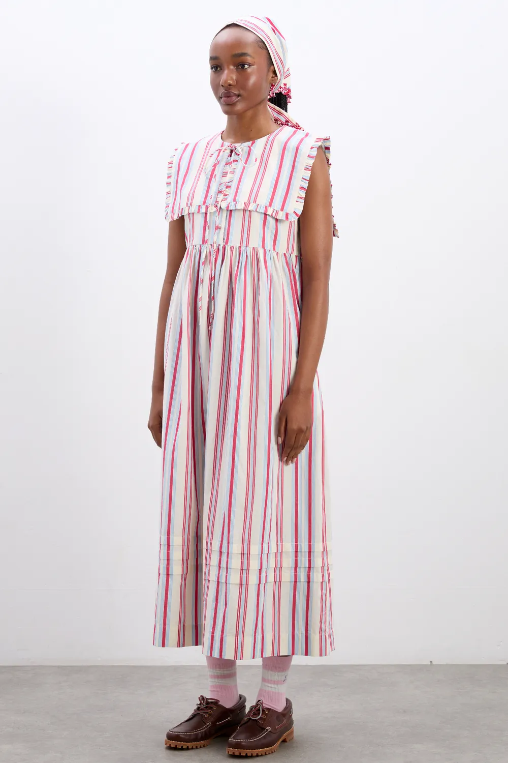 Josephine Midi Dress Butter Cherry Stripe Multi
