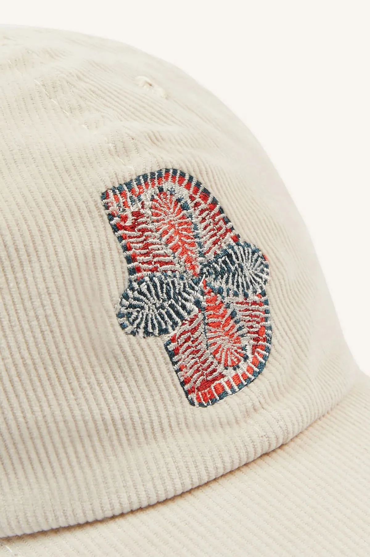 Kantha Flowers Baseball Cap Ecru