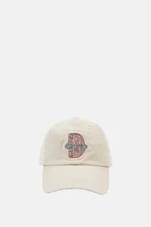 Kantha Flowers Baseball Cap Ecru
