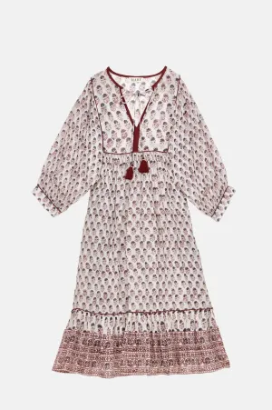 Kiki Print Gathered Dress Blue