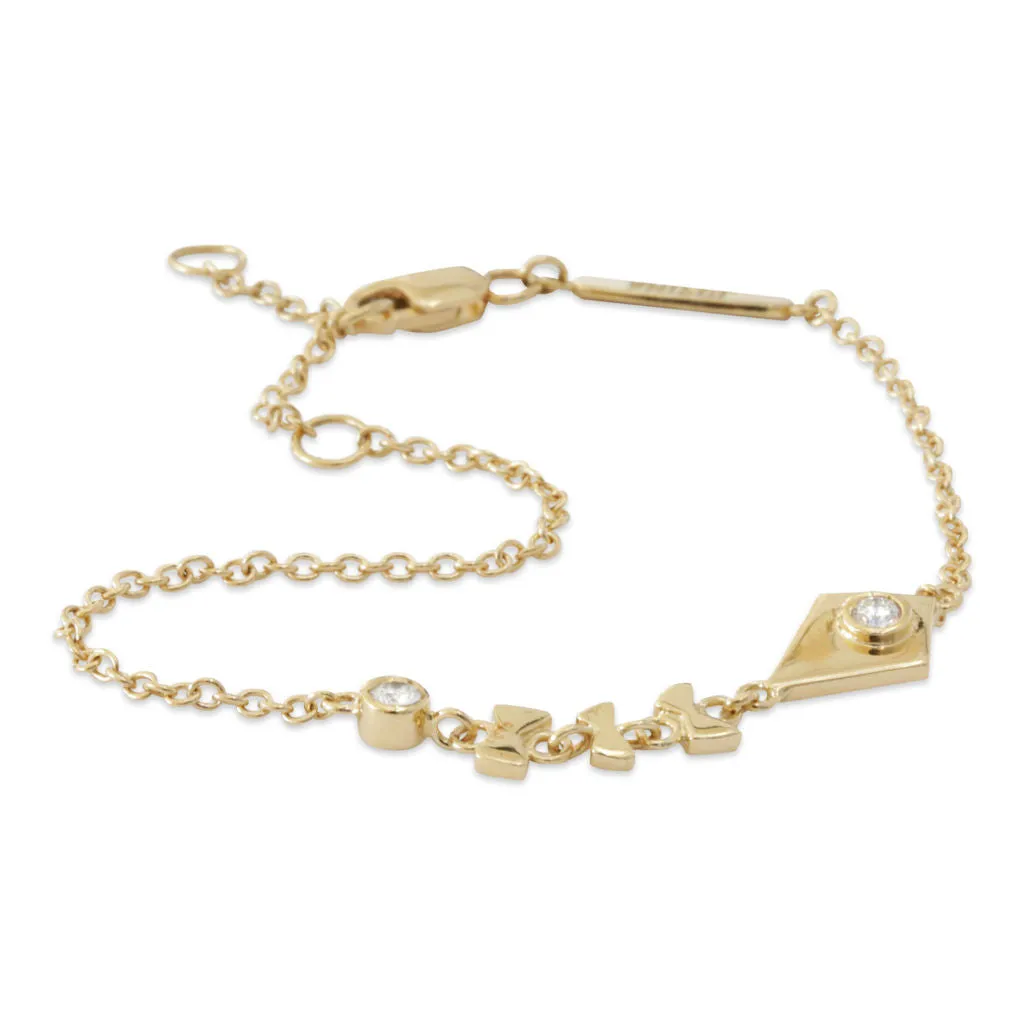 Kite 18K Gold Bracelet w. Diamonds