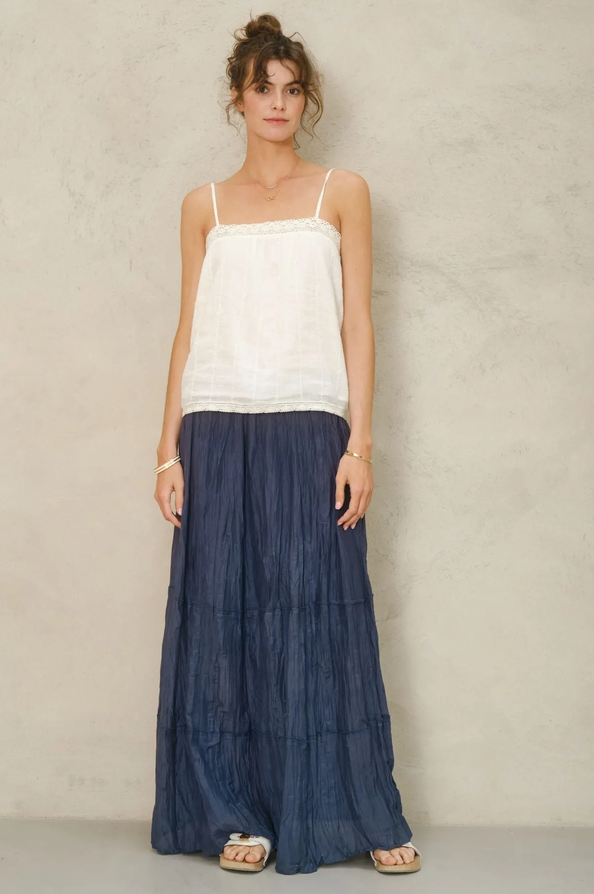 Kora Cotton Silk Maxi Skirt Indigo