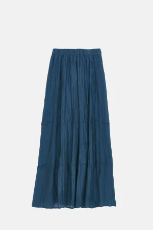 Kora Cotton Silk Maxi Skirt Indigo