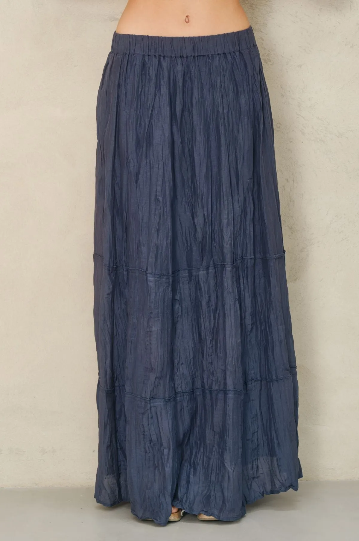 Kora Cotton Silk Maxi Skirt Indigo