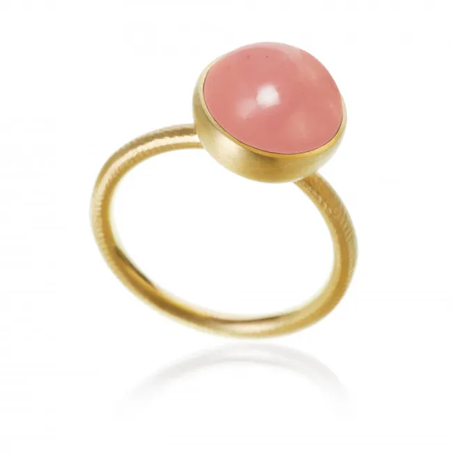 Large Pacific 18K Gold Ring w. Quartz