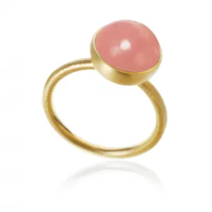 Large Pacific 18K Gold Ring w. Quartz