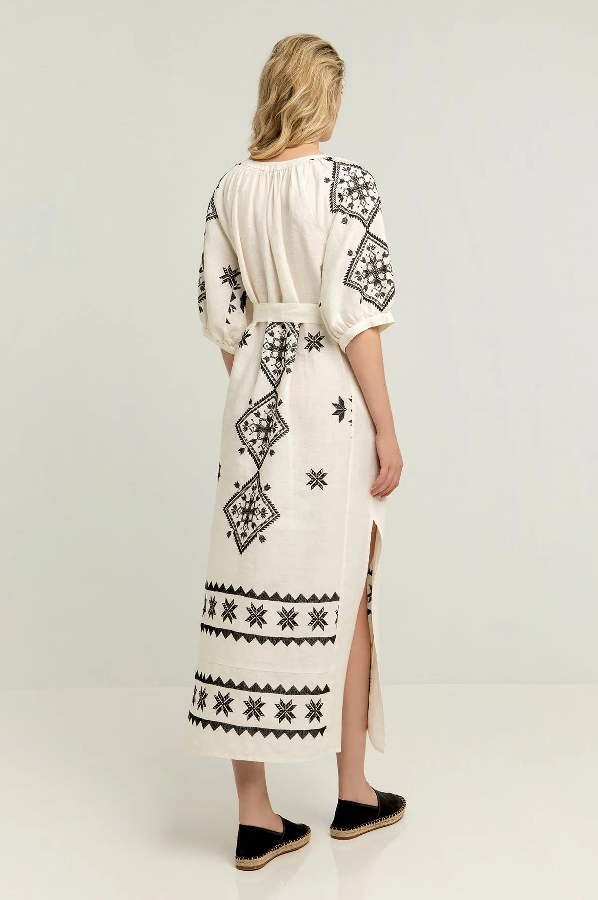 Lefkada S/S Long Dress Natural/Black