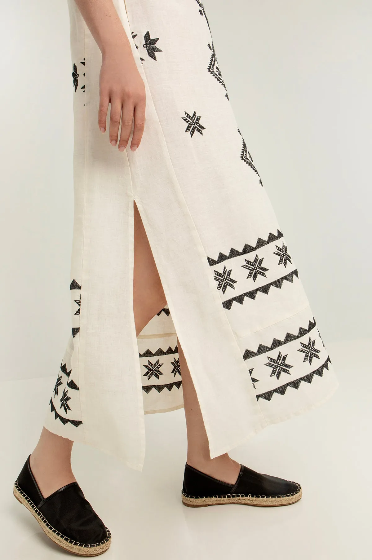Lefkada S/S Long Dress Natural/Black